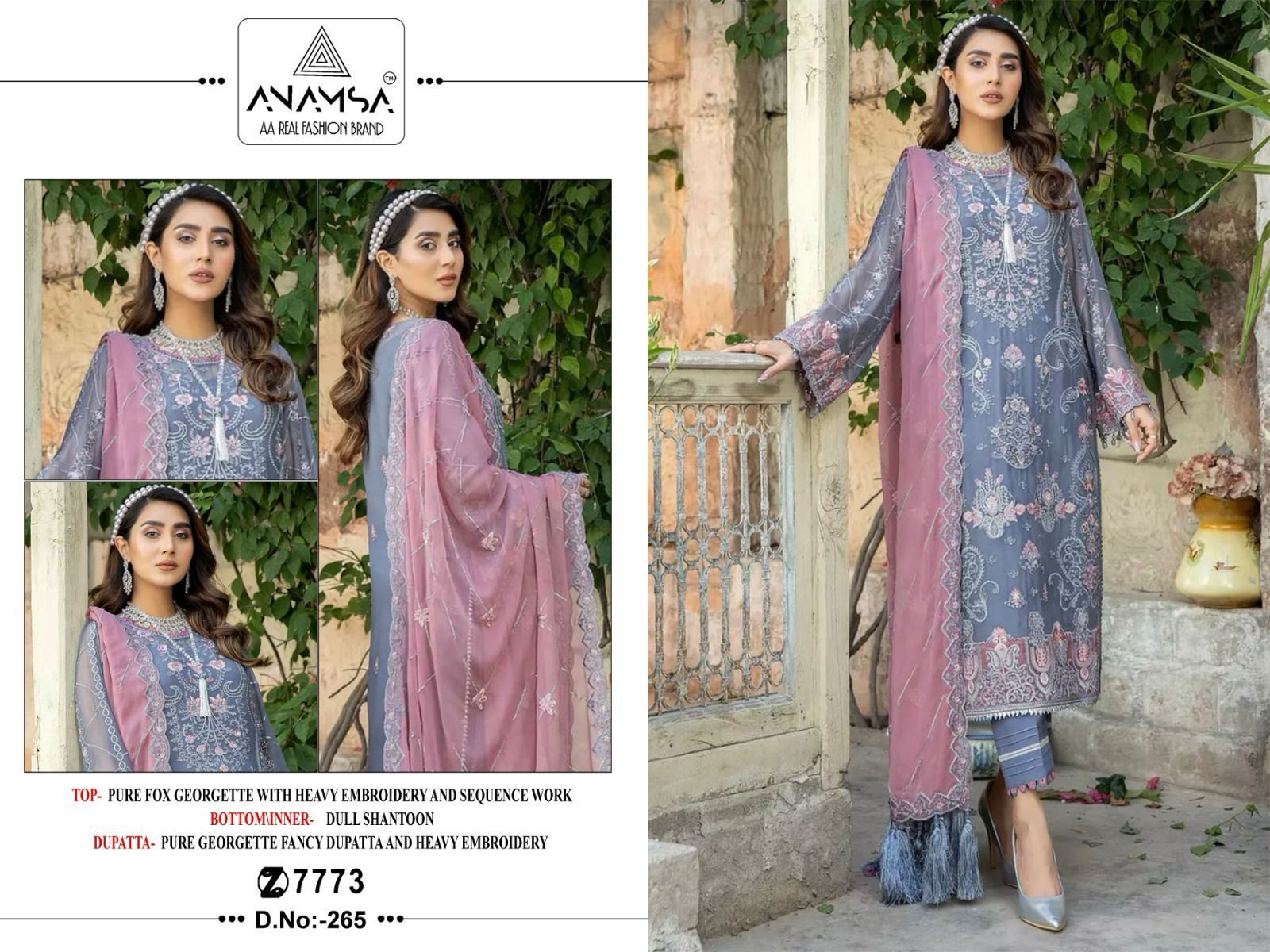 Anamsa 265 Faux Georgette Pakistani Salwar Suits Catalog
